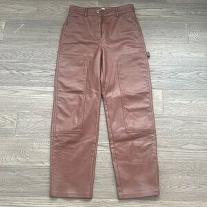 Wilfred Free | Aritzia brown faux leather straight leg pants size 2